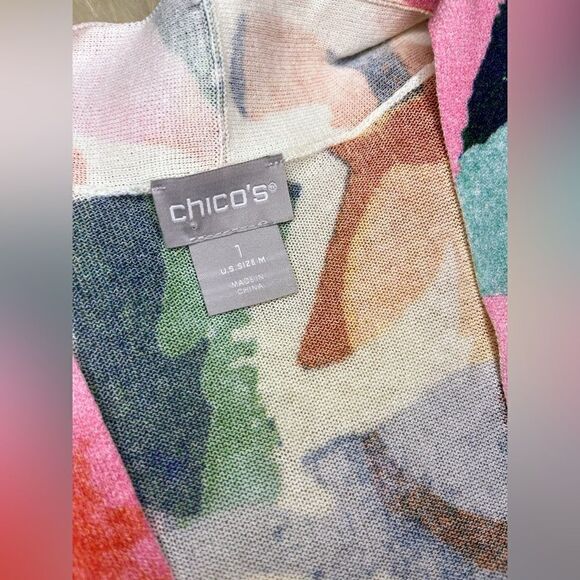 Chico’s sweater open cardigan floral sz Med 12/14 - Picture 2 of 8